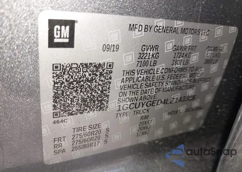 2020 Chevrolet Silverado 1500 4Wd Short Bed Ltz из США, поврежденный, VIN 1GCUYGED4LZ143368